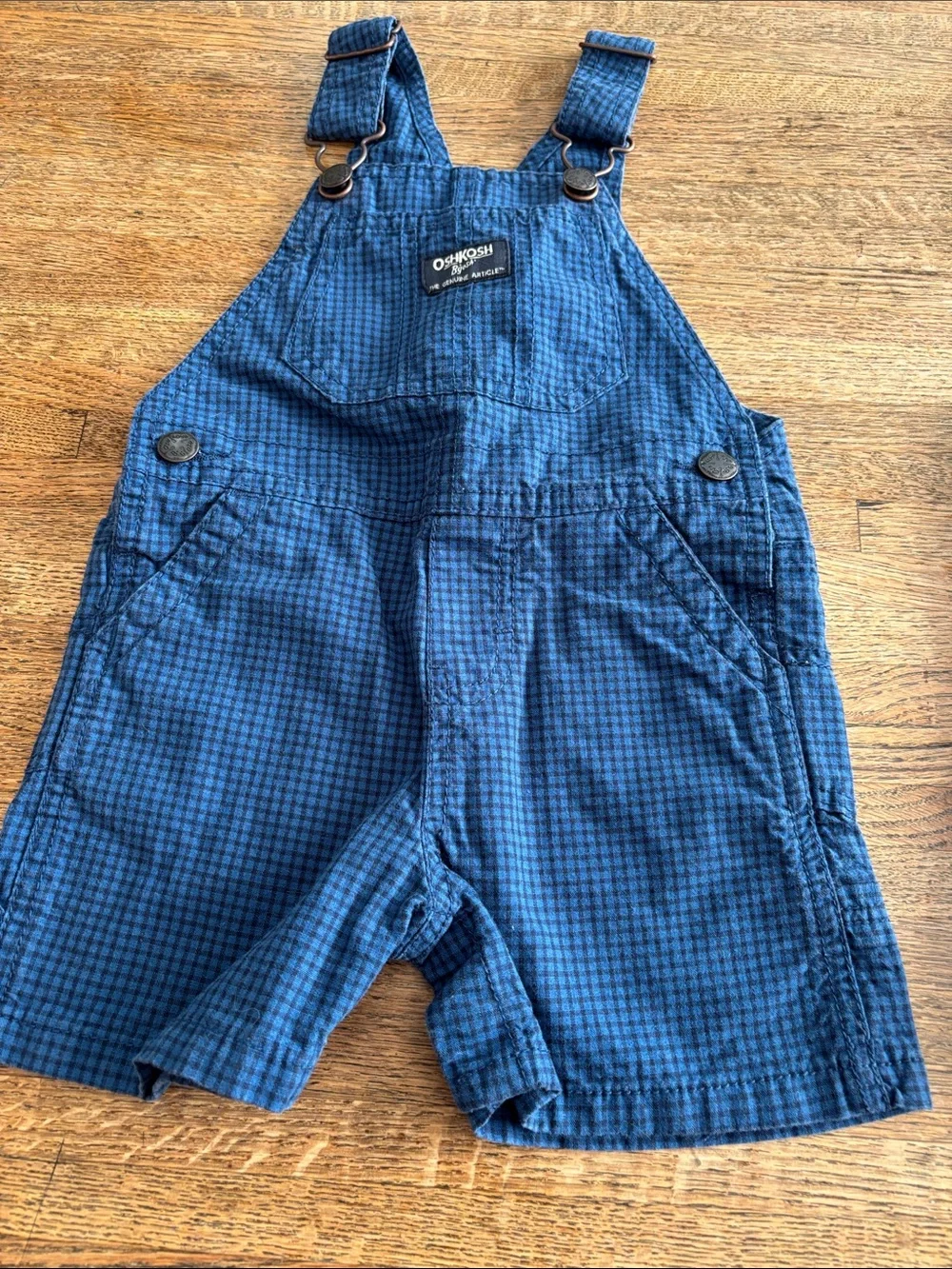 OshKosh B'gosh Plaid and Checkered Overall Shorts size 12 M Great Condition! - Picture 4 of 9
